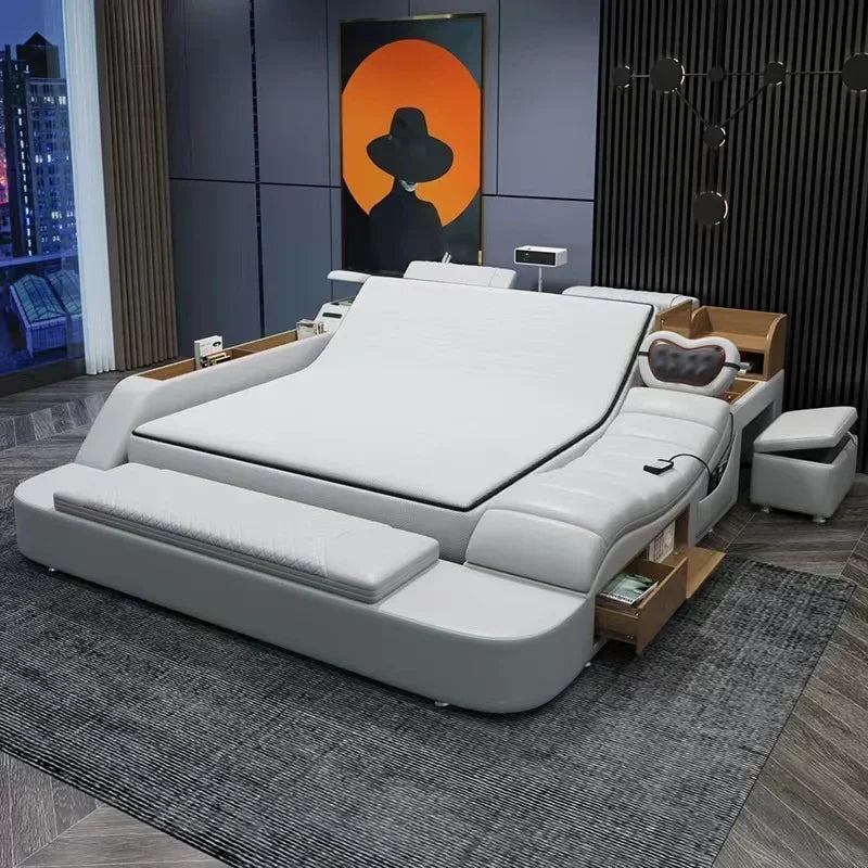 Regale Storage Double Bed Projector Antique Bedroom Comferter Beds Adults Flexible Sleeping Letto Matrimoniale Salon Furniture