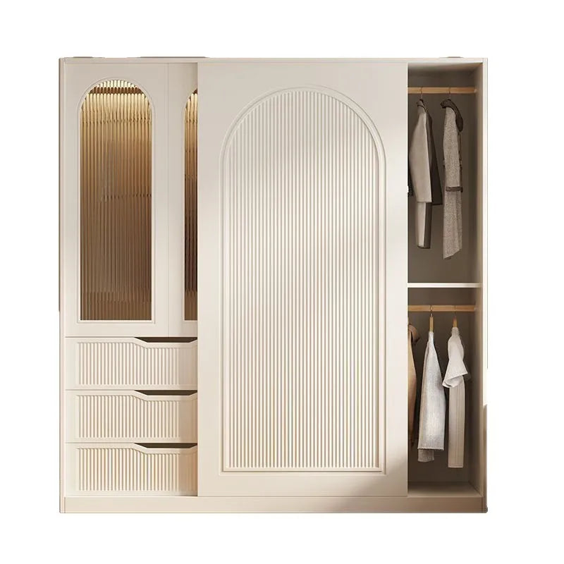 Children's Wardrobe French Cream Style Wardrobe Household Bedroom Size Light Luxury Sliding Door Storage