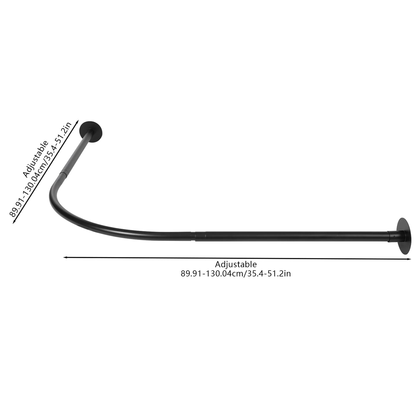 Shower Curtain Rail, Adjustable Shower Curtain Angle Rod, Shower Rod for Bathroom Bathtub