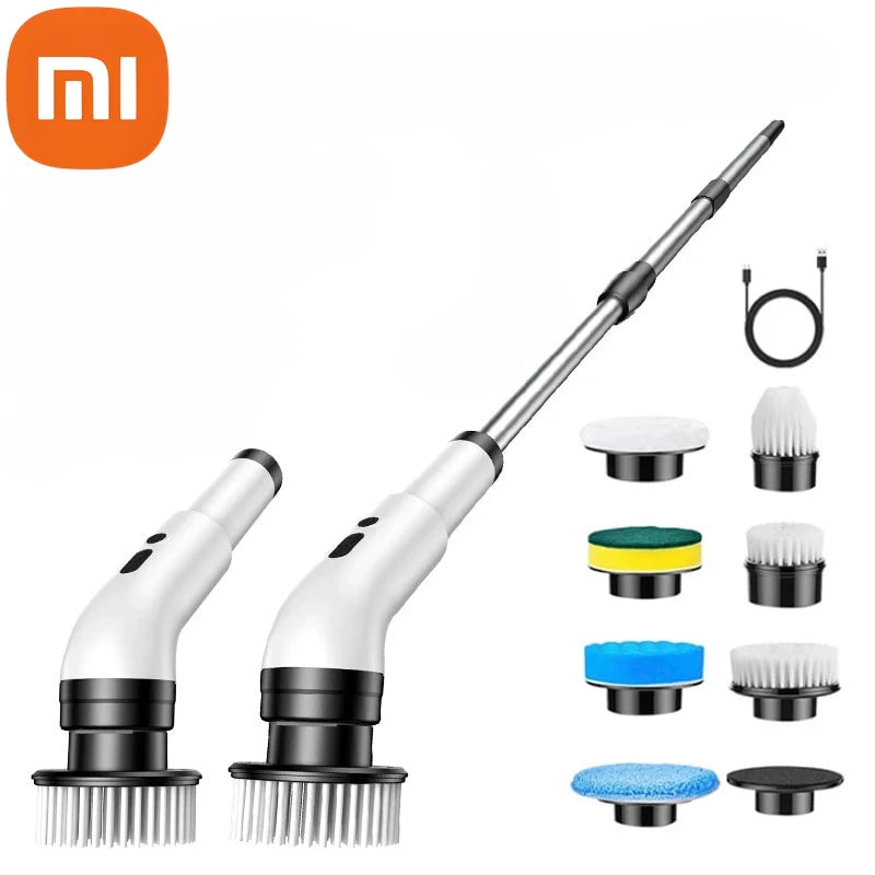 Xiaomi Electric Cleaning Brush Long Handle Mop Brush Household Extended Telescopic Pole Kitchen Bathroom Toilet Cleaning Tool