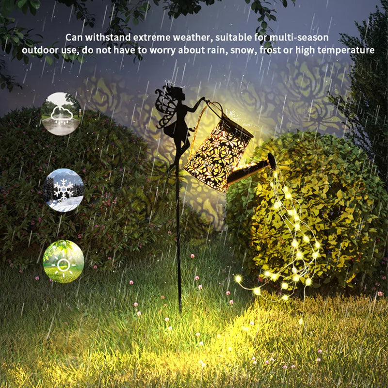 Solar Watering Can Lights Outdoor Garden Fairy Light Waterproof Solar Hanging Kettle Lights for Patio Villa Path Decor Lawn Lamp