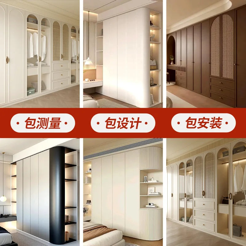 Whole house custom overall furniture design solid wood wardrobe TV cabinet dining side cabinet tatami