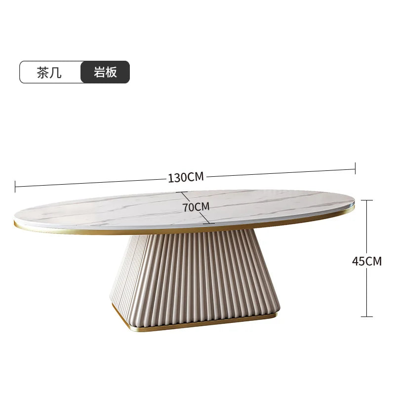 Light luxury model room coffee table designer minimalist modern living room small apartment household oval rock plate coffee tab