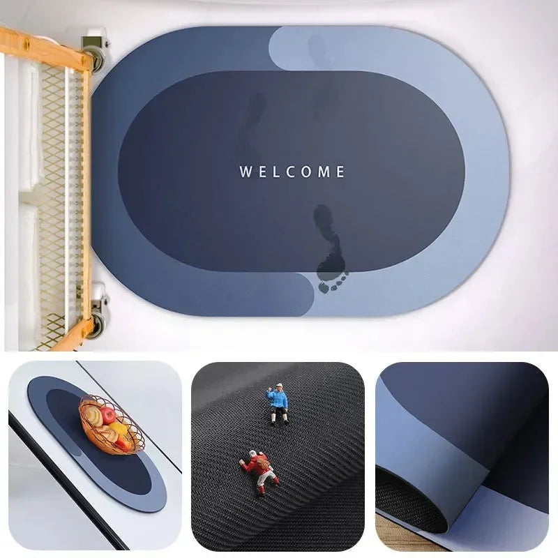 Bathroom Absorbent Bath Mat Coral Velvet Super Rapid Water Absorption Soft & Comfortable Easier Drying Mat Mud Foot Mat Bathroom