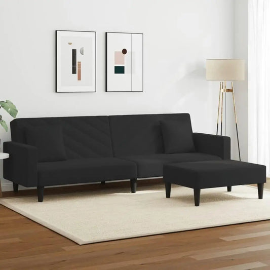 Cozy Black Velvet Sofa Set with Cushions Stylish Living Room Furniture