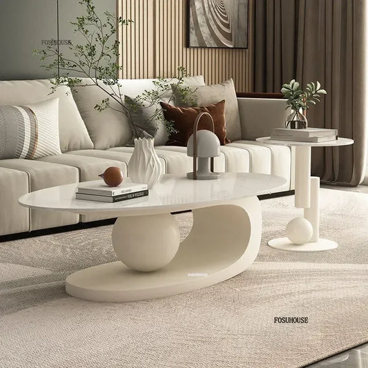 Modern Aesthetic Oval Coffee Tables Nordic Design Metal Modern Coffee Table Hotel Living Room Low Table Furniture for Home r