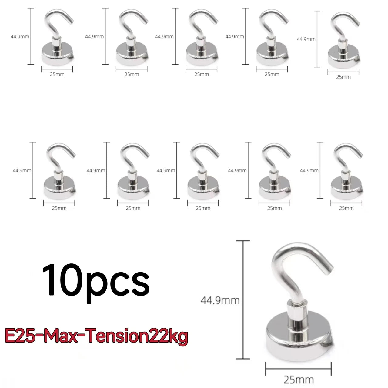 10PCS Strong Magnet Hooks Multi-Purpose Storage Hooks Home Kitchen Bar Key Universal Hooks Bathroom Hangers