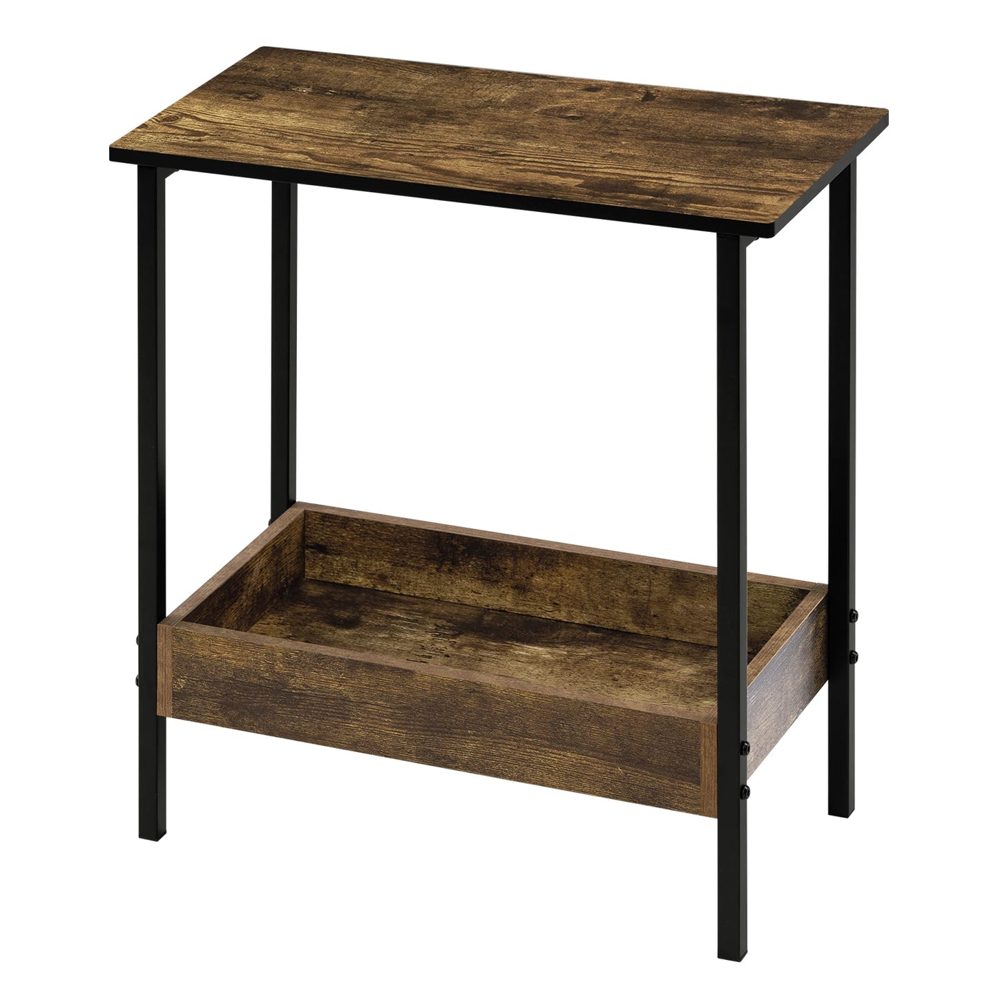 Side Table Coffee Table with 2 Shelves Sofa Console Table with Storage Space for Corner Living Room Bedroom