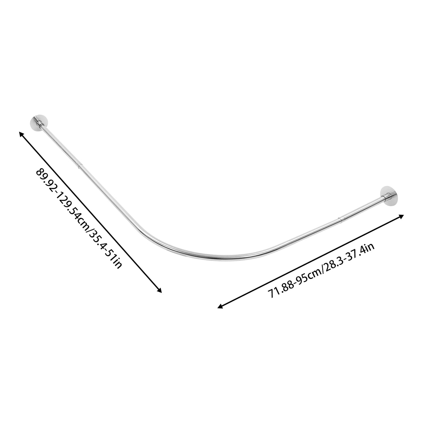 Shower Curtain Rail, Adjustable Shower Curtain Angle Rod, Shower Rod for Bathroom Bathtub
