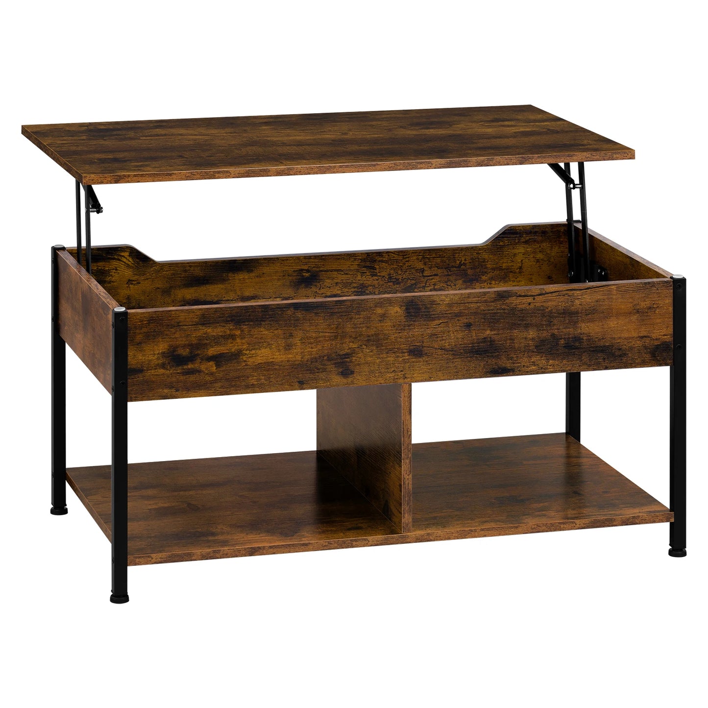WOLTU Coffee Table Height Adjustable Table 50x90x45cm Wood Sofa Table with Lifting Plate Lift Top Side Table for Living Room
