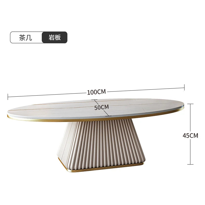 Light luxury model room coffee table designer minimalist modern living room small apartment household oval rock plate coffee tab