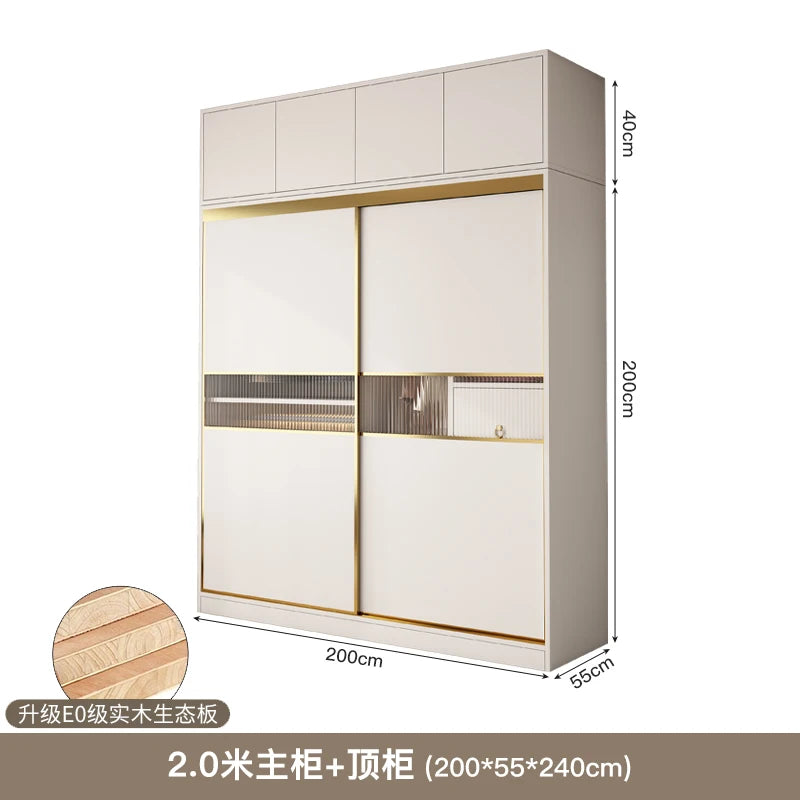 Bedroom Sliding Doors Wardrobe Storage Multifuncion Wooden Bedroom Wardrobe Portable Partitions Vestidores Unique Furniture