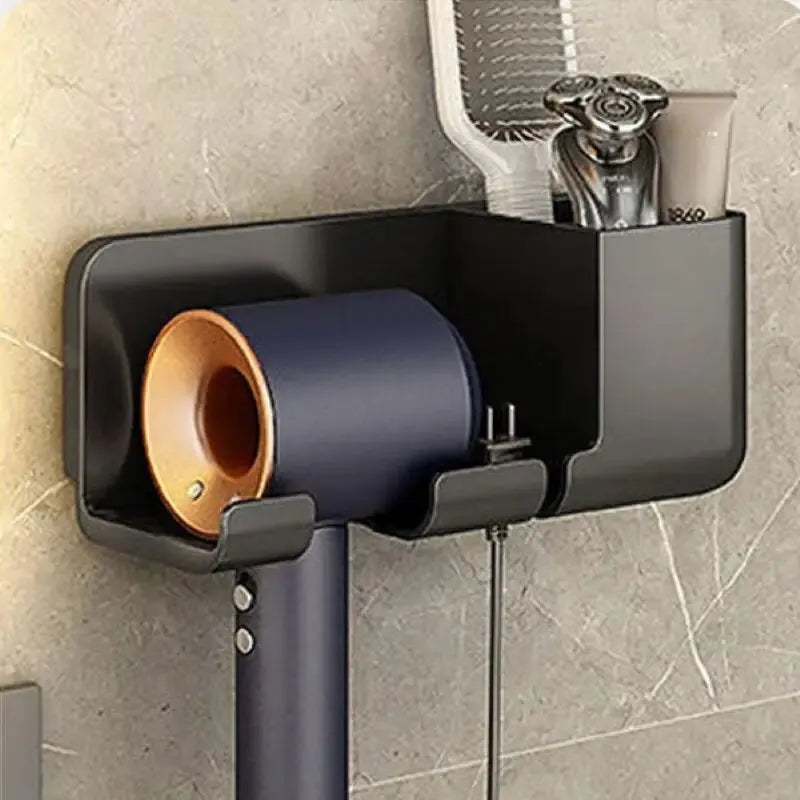 1pc Hair Dryer Storage Rack Non Punching Bathroom Wall Mounted