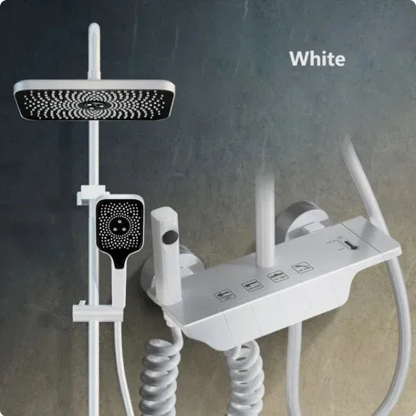 Bathroom Shower Faucet Set 4 Functions Digital Display Shower Thermostat Hot Cold Showers Mixer Pressure Discharge Copper Taps