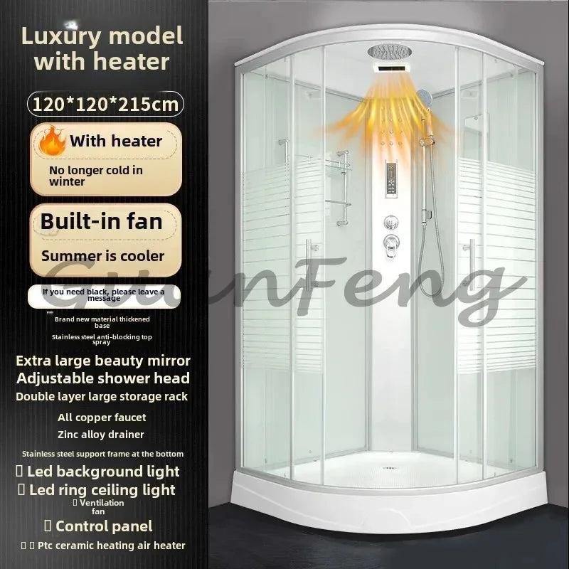 Prefabricated Bathroom Overall Room Pulley Glass Fan-Shaped Partition Bath Home Integrated Closed Bath Room