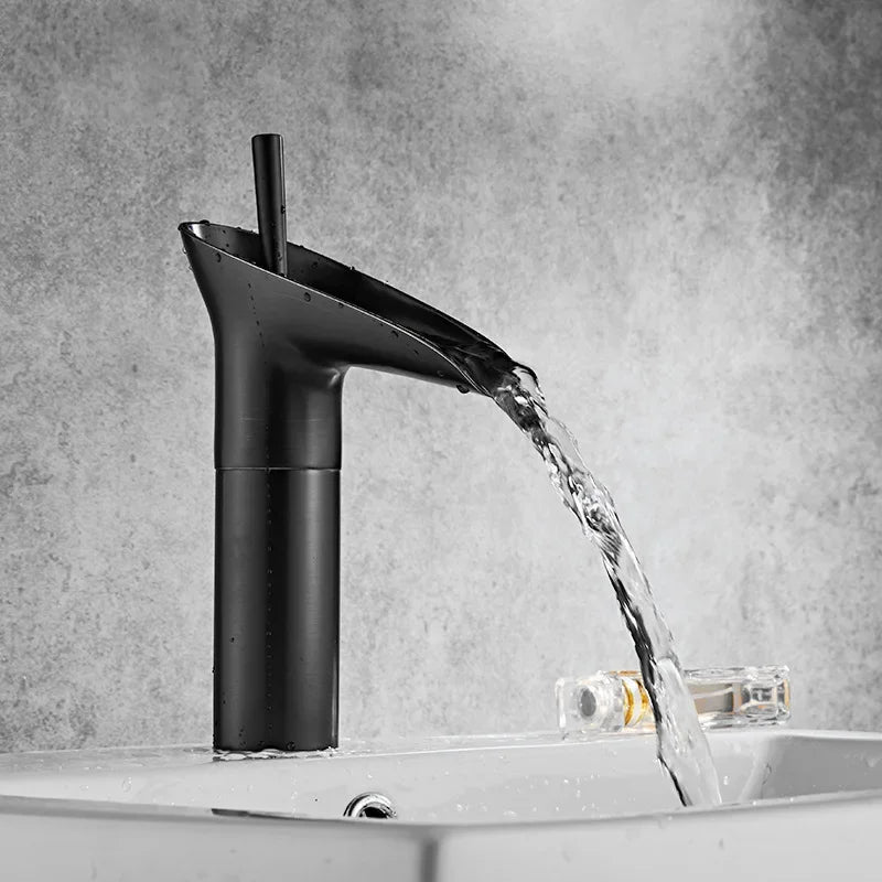 Bathroom Faucet Single Lever Waterfall Basin Faucet Brass Antique Hot and Cold bathroom Sink Mixer Wine Glass Style Taps