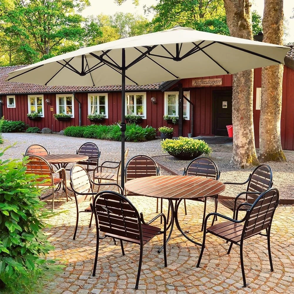 Double Sunshade with Hand Crank, Market Umbrella, Garden Umbrella, Terrace Umbrella, 460 X 270 Cm, Parasol