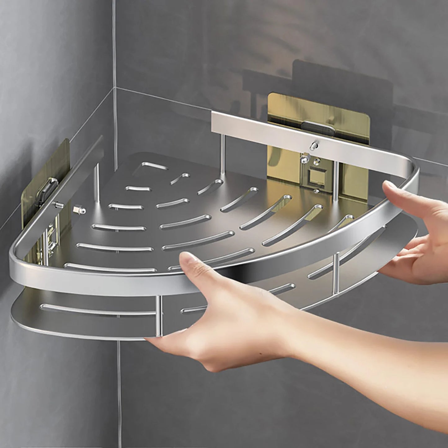 Wall Hanging Corner Rectangular Rack Bathroom Shelf Towel Rack Shelves Wall Shower Shampoo Rack No Drill Shelf Tripod