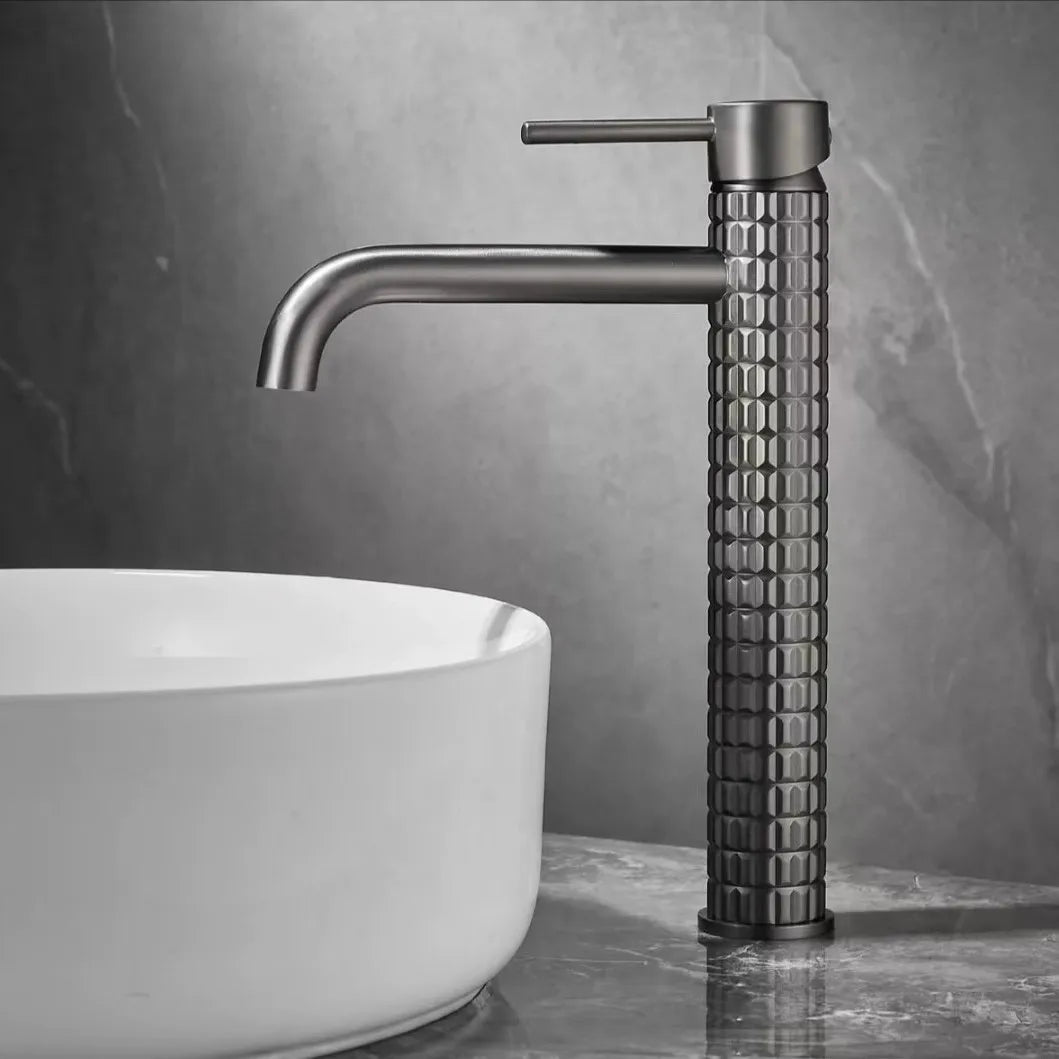 Brass bathroom basin faucet diamond single handle design high-end hotel cold and hot dual control basin high & low faucet