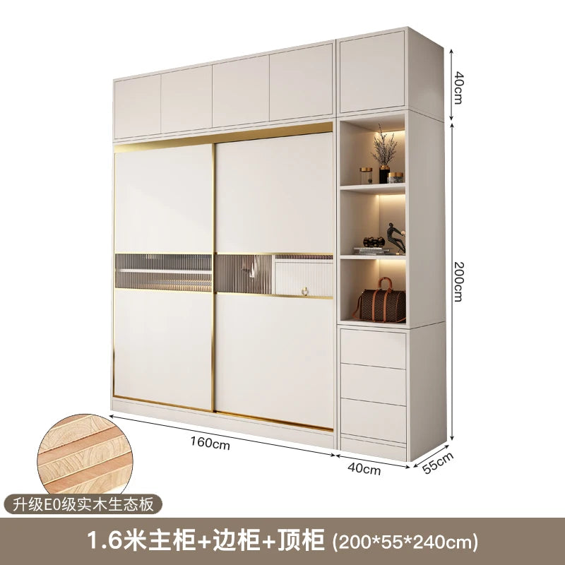 Bedroom Sliding Doors Wardrobe Storage Multifuncion Wooden Bedroom Wardrobe Portable Partitions Vestidores Unique Furniture