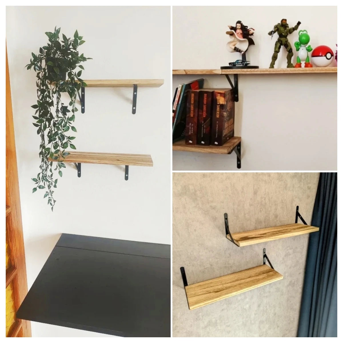 Wooden Wall Shelves Solid Wood Wall Hanging Floating Storage Shelf Bathroom Accessories Simple Design Shelves Supplies