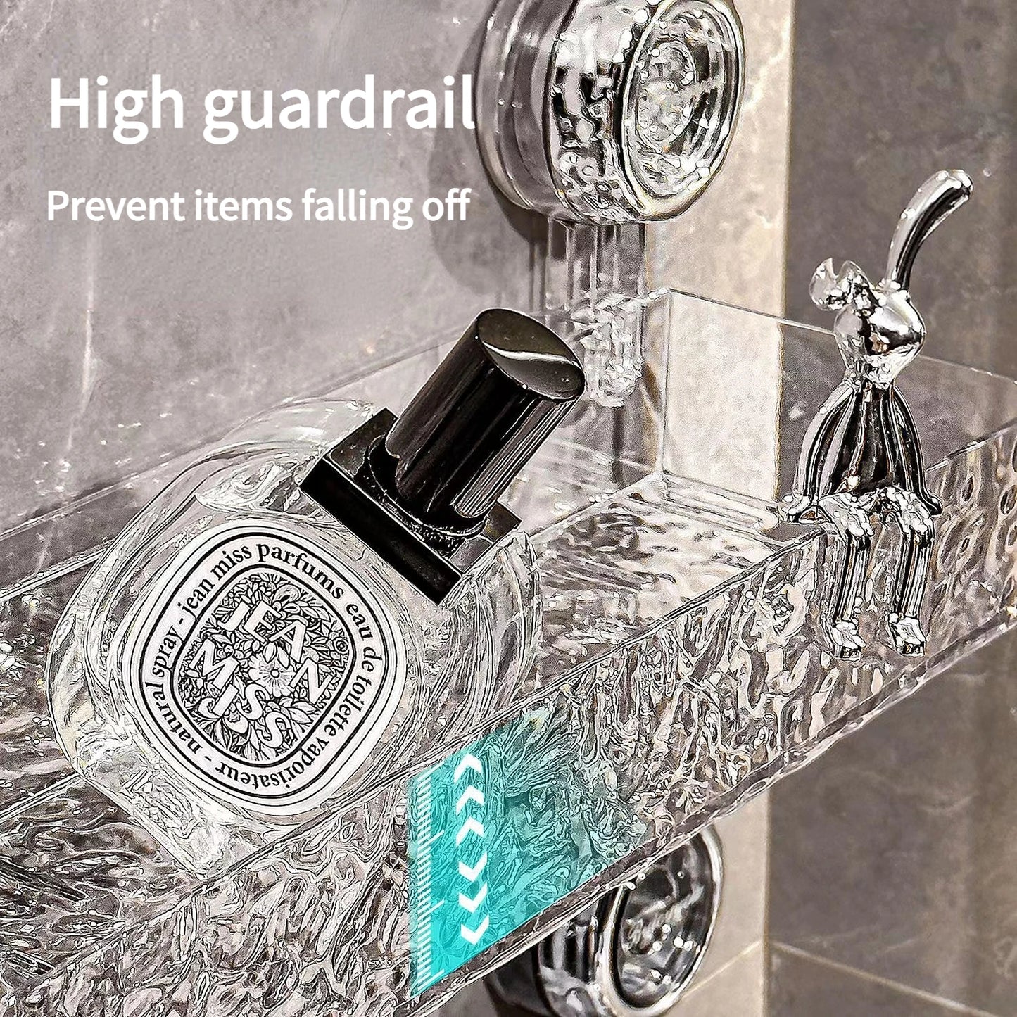 Bathroom Rack Shower Shelf Bathroom Storage Shelf with Suction Cup Wall Mount No-drill Removable Bathroom Shelves Easy Install