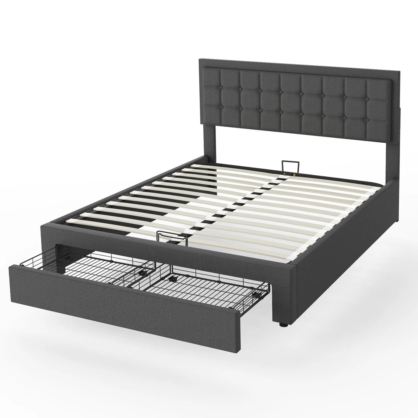 Lift Storage Bed , Double Bed Frame, Upholstered Bed Frame with Gas Lift Large Storage, for Bedroom Furniture, Without Mattres