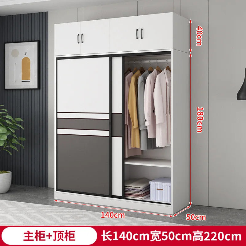 Wardrobe Home Bedroom Simple Assembly Sliding Door Wardrobe Rental Room Children's Modern Simple Small Storage Cabinet