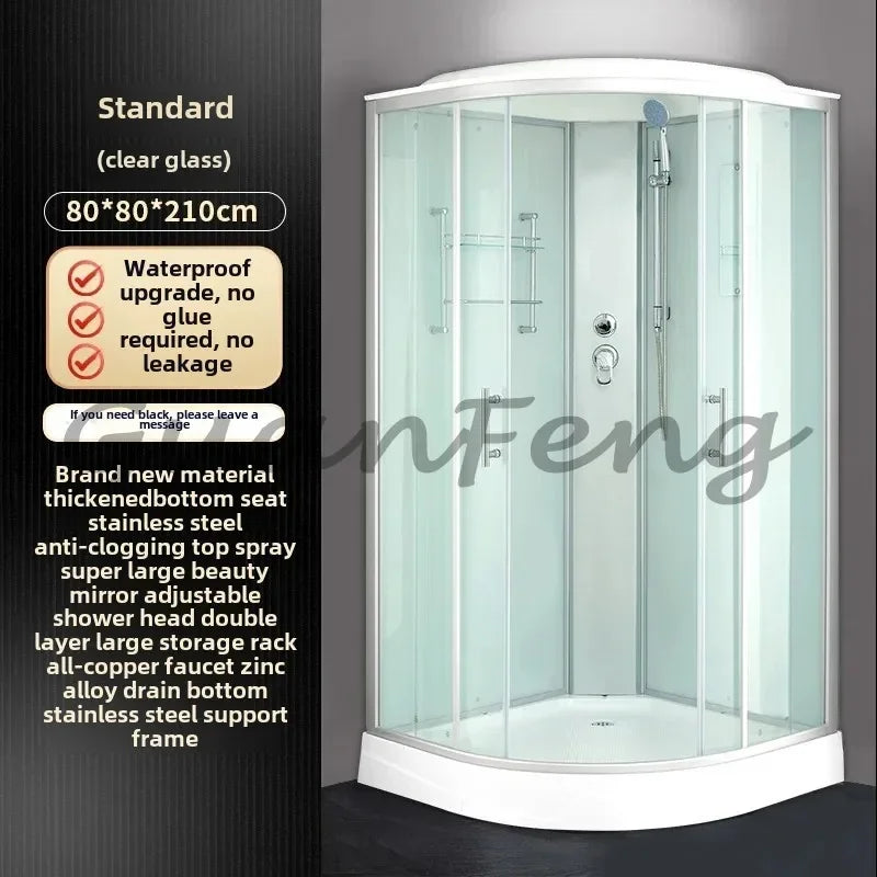 Prefabricated Bathroom Overall Room Pulley Glass Fan-Shaped Partition Bath Home Integrated Closed Bath Room