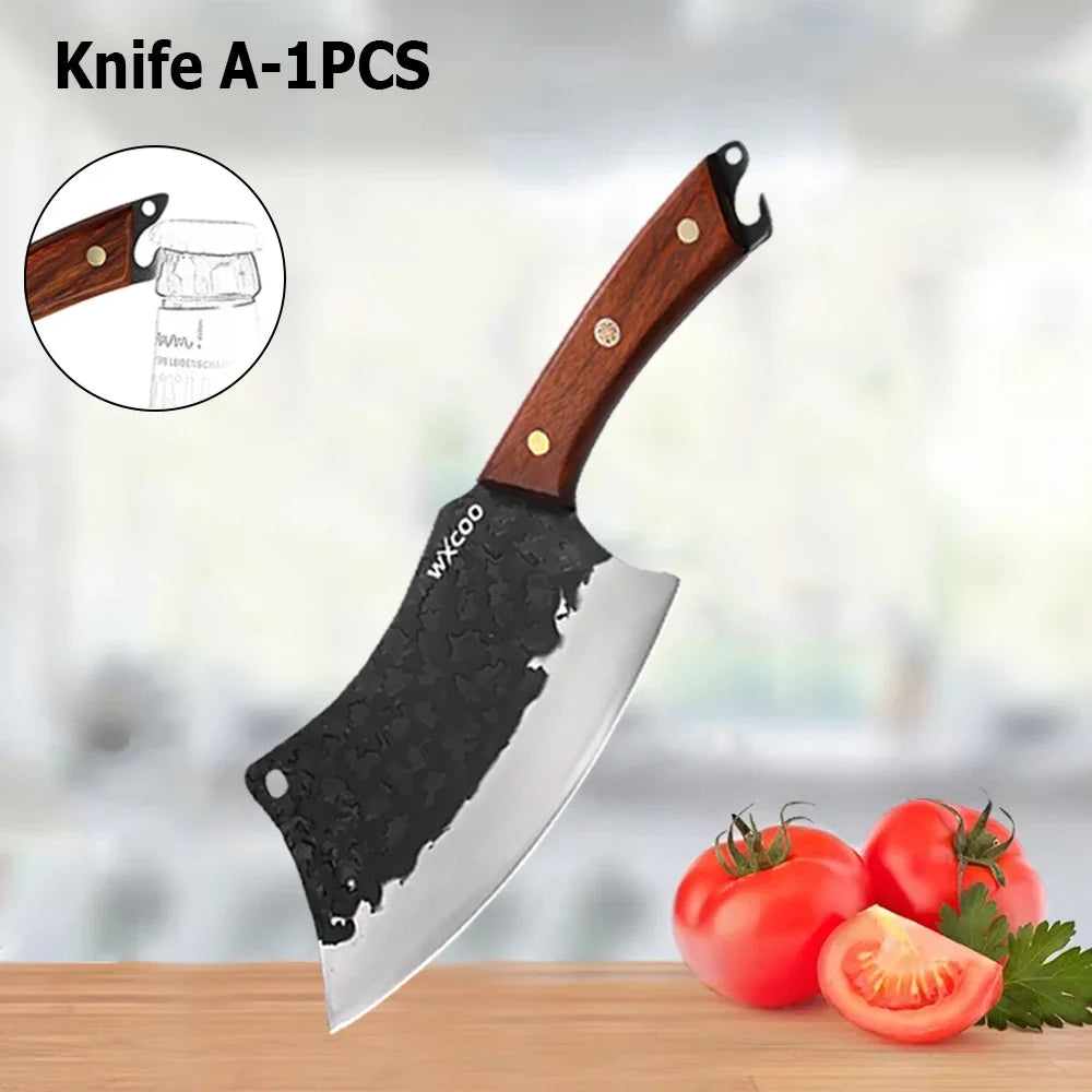 1~4pcs Professional Kitchen Butcher Knife Set for Meat Fish Cleaver Chef 's Knife Hand Forged Boning Knife for Cooking Tool