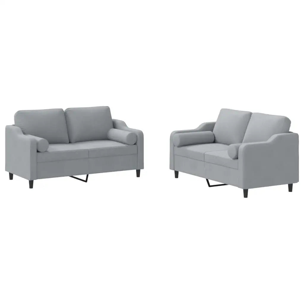 Comfortable Two-Piece Sofa Set with Cushions Light Gray Fabric Modern Living Room Furniture