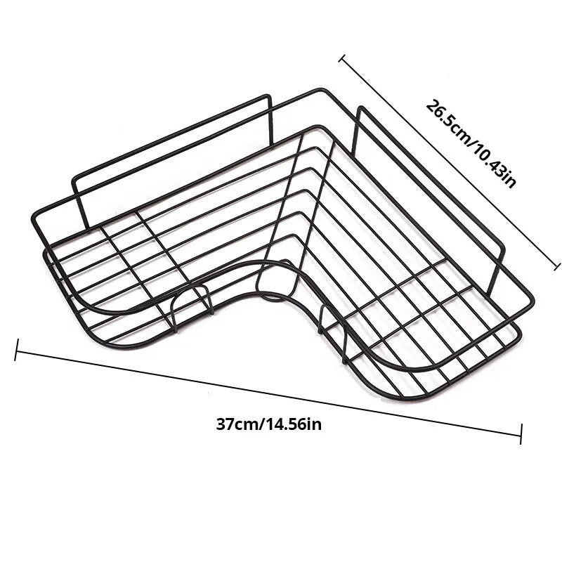 1pc Wall Mounted Bathroom Storage Rack Punch-free Bathroom Shelf Triangle Storage Rack Bathroom Accessories