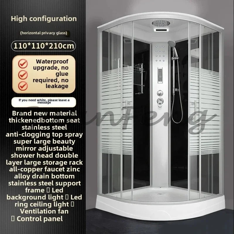 Prefabricated Bathroom Overall Room Pulley Glass Fan-Shaped Partition Bath Home Integrated Closed Bath Room