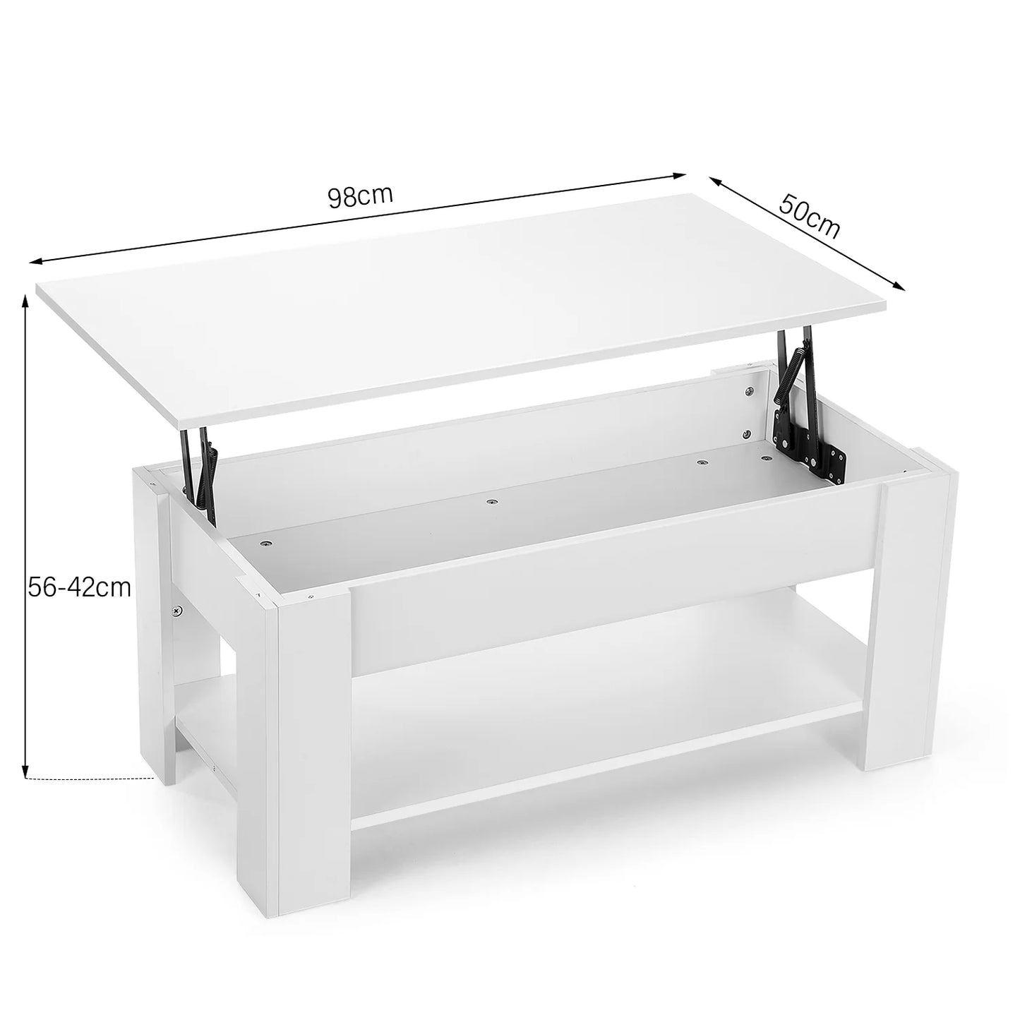 Lift Up Top Coffee Table with Storage Compartment and Shelf Wooden Hydraulic Tea Table Desk for Office Living Room Furniture,
