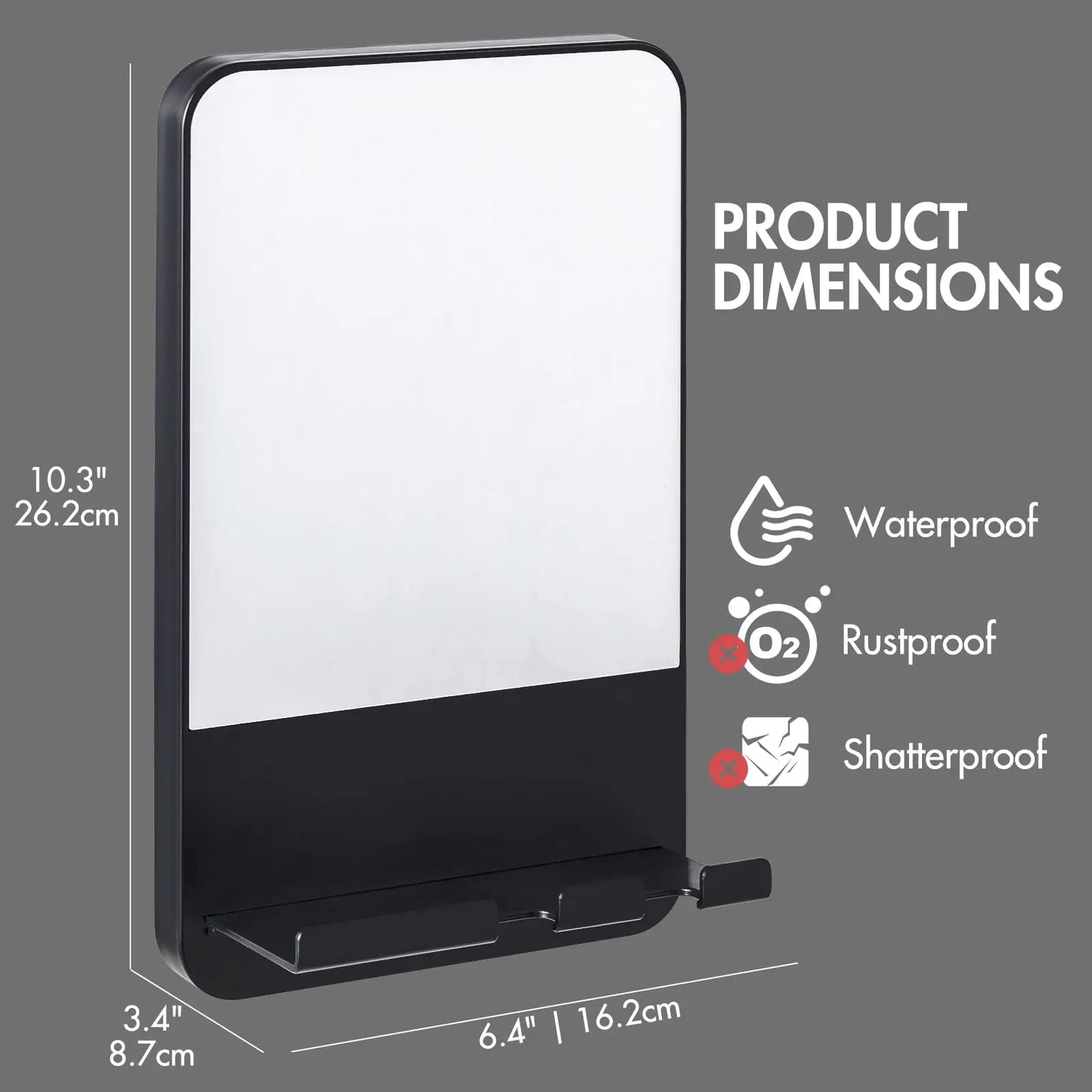 TAILI Shower Mirror Fogless for Shaving with Razor Holder, Fog Free Mirror Shower Suction Rust-Proof Removable Bathroom Mirror