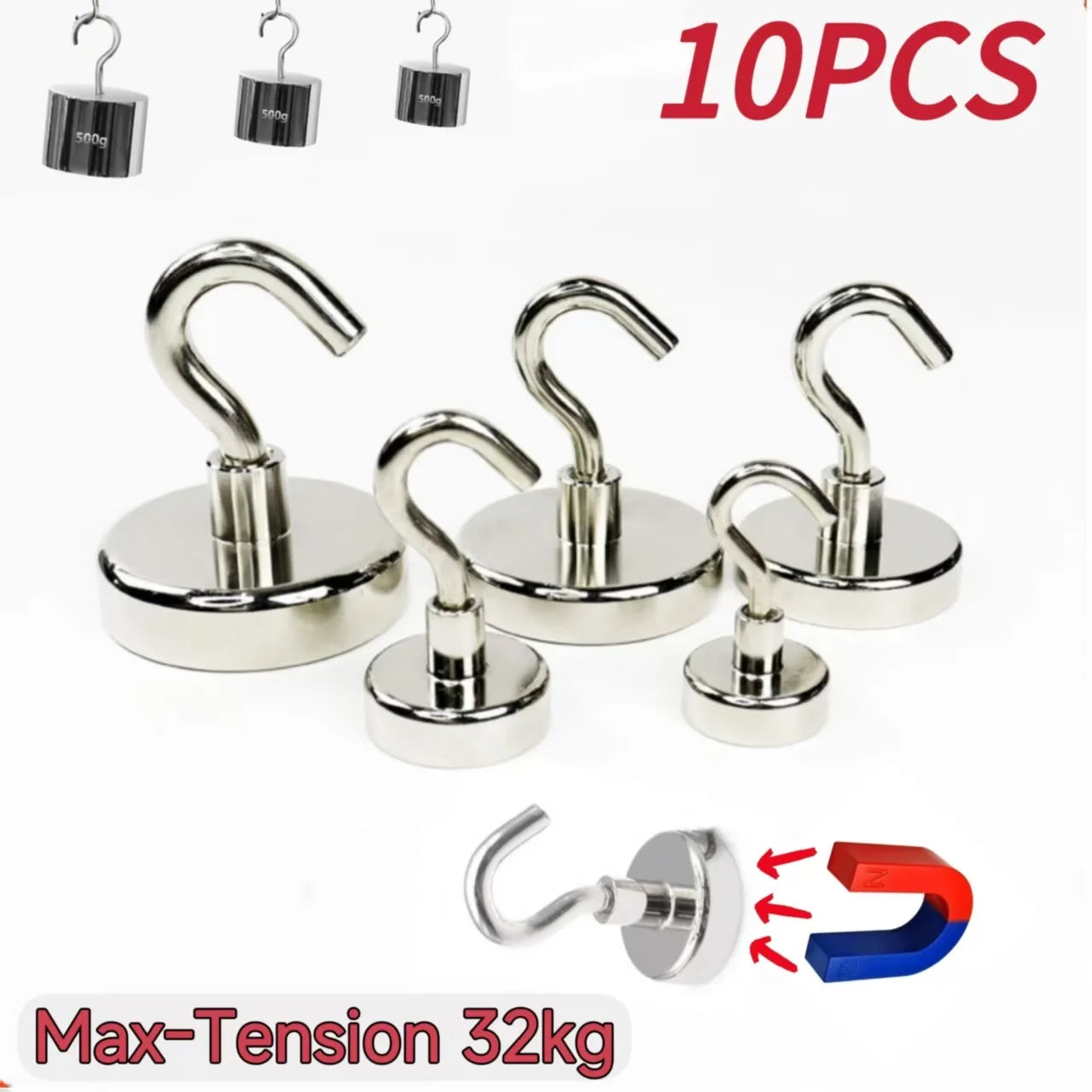 10PCS Strong Magnet Hooks Multi-Purpose Storage Hooks Home Kitchen Bar Key Universal Hooks Bathroom Hangers
