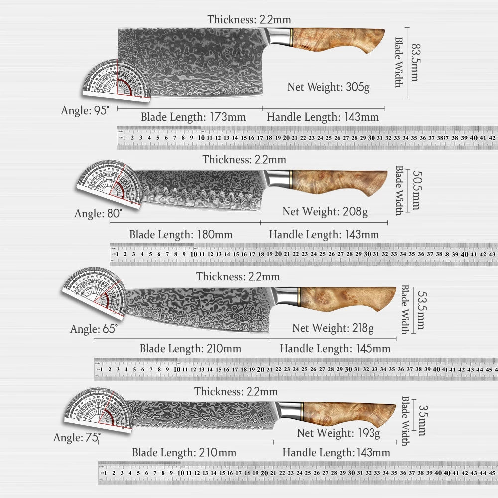 HEZHEN Kitchen Knife Set 1-7PC Damascus Steel knives Chef Knife Kitchen Accessories Professional Chef knives Cooking Tools
Messerset