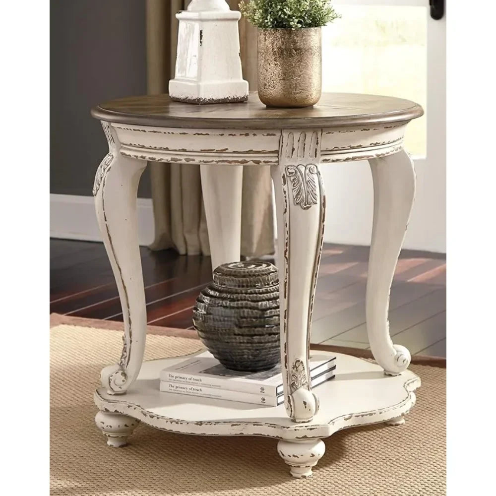 Coffee Table Room Realyn Casual Cottage Coffee Table Antique White & Brown Living Room Chairs Furniture Tables Mesas Coffe Café