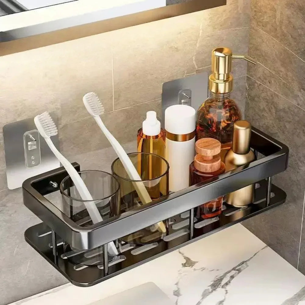 Drill - Free Storage Shelf: Effortless Installation Perfect for Adding Extra Storage in Bathroom Kitchen or Bedroom!