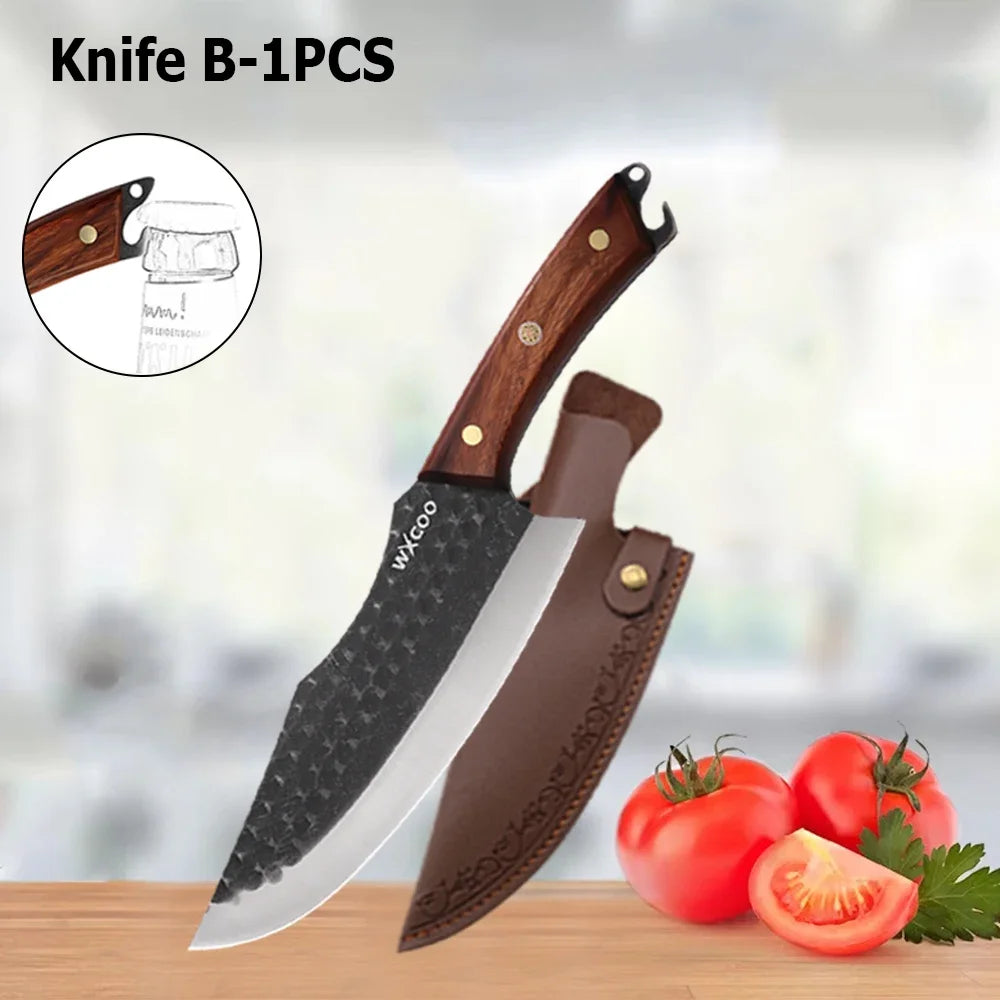 1~4pcs Professional Kitchen Butcher Knife Set for Meat Fish Cleaver Chef 's Knife Hand Forged Boning Knife for Cooking Tool