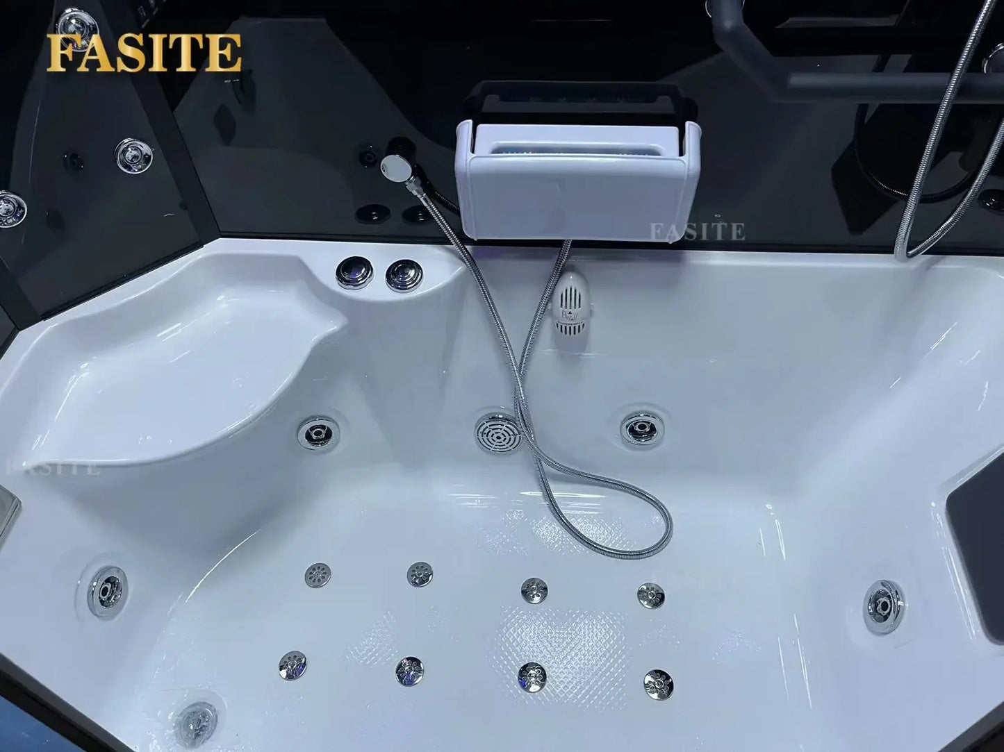 Superior Rectangular overall shower room, bathtub, integrated with foot pedal, wet steaming, surfing, massage bathtub