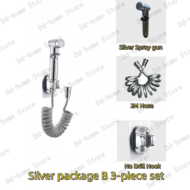 Handheld Bidet Spray Gun Portable High Pressure Bidet Spray Gun Set Bathroom Cleaning Women's Washing Toilet Accessories