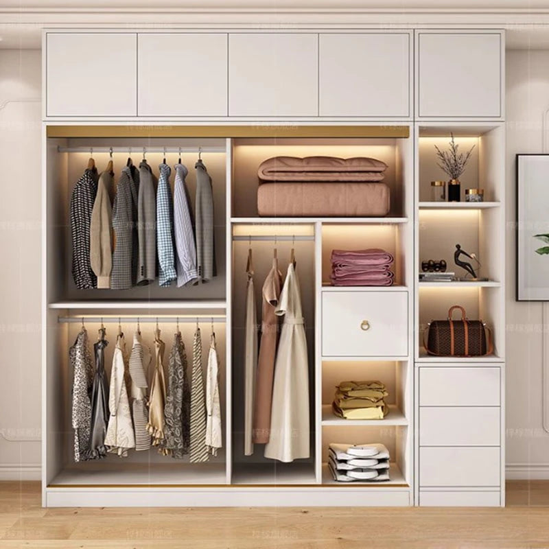 Bedroom Sliding Doors Wardrobe Storage Multifuncion Wooden Bedroom Wardrobe Portable Partitions Vestidores Unique Furniture