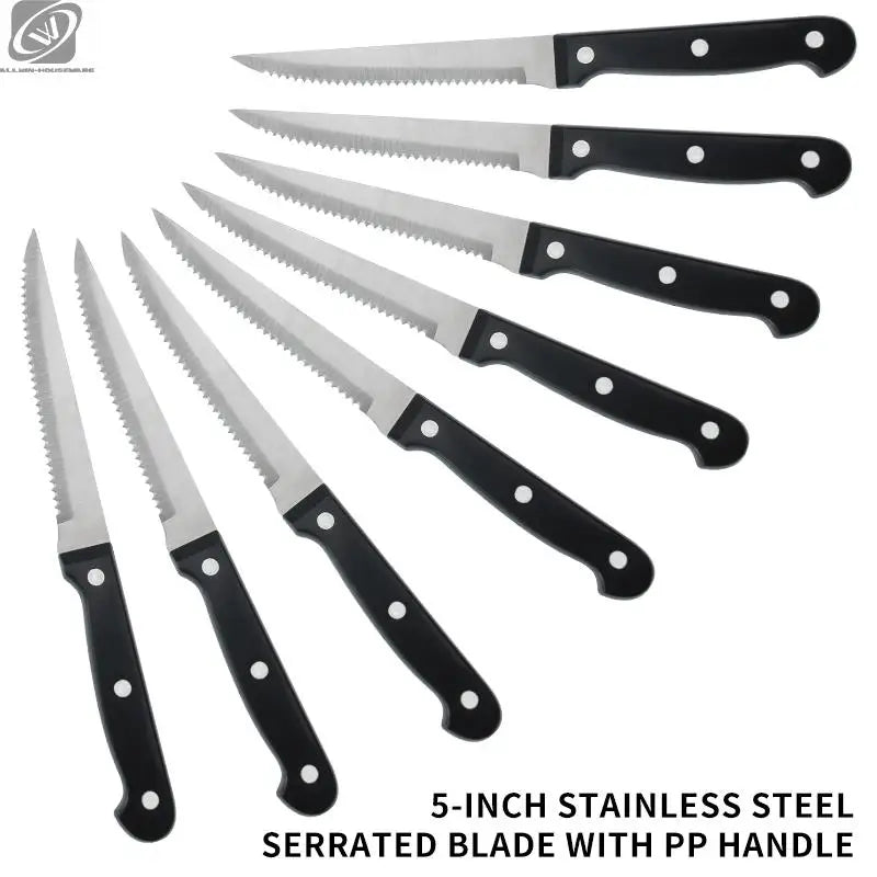 4/6/8/12 Pcs Steak Knives Forks Set Sharp Blade Black PP Handle Outdoor BBQ Picnic Meat Cutter Multi-function Fish Cutting Knife
Küchenmesser, Klassisch