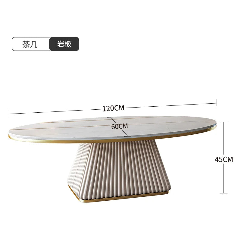 Light luxury model room coffee table designer minimalist modern living room small apartment household oval rock plate coffee tab