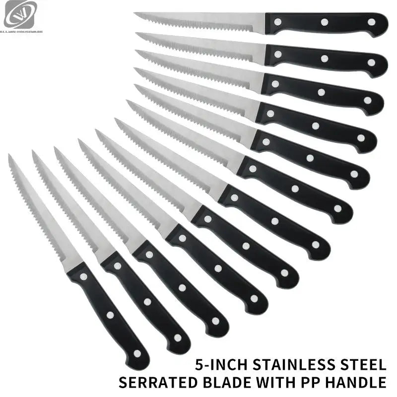 4/6/8/12 Pcs Steak Knives Forks Set Sharp Blade Black PP Handle Outdoor BBQ Picnic Meat Cutter Multi-function Fish Cutting Knife
Küchenmesser, Klassisch