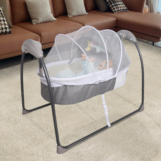 Baby Electric Shaking Bed Foldable Portable Cradle Remote Rocker Chair Baby Swing with Music Three-Level Swivel Angle Suitable