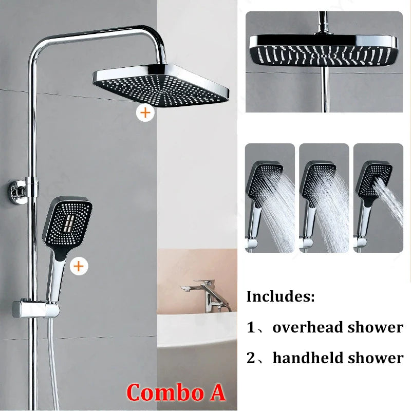 Shower Combo 12 inch Large Panel Rain Shower Head/Handheld Shower Combination Bathroom Handheld Three-mode Booster Set