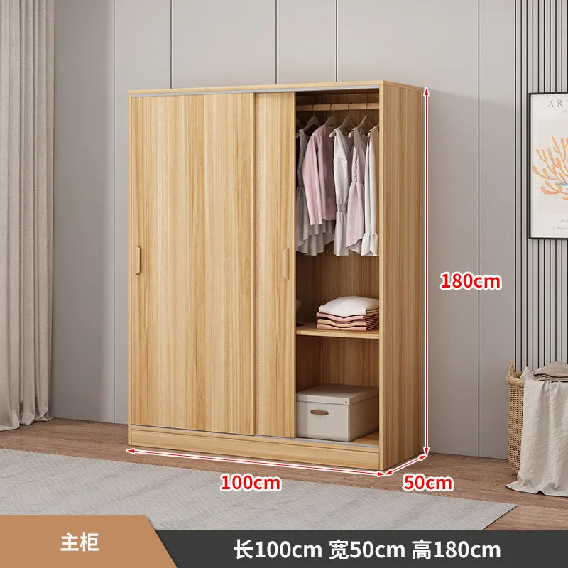 Wardrobe Home Bedroom Simple Assembly Sliding Door Storage Simple Modern Rental Room Children's Wardrobe Combination