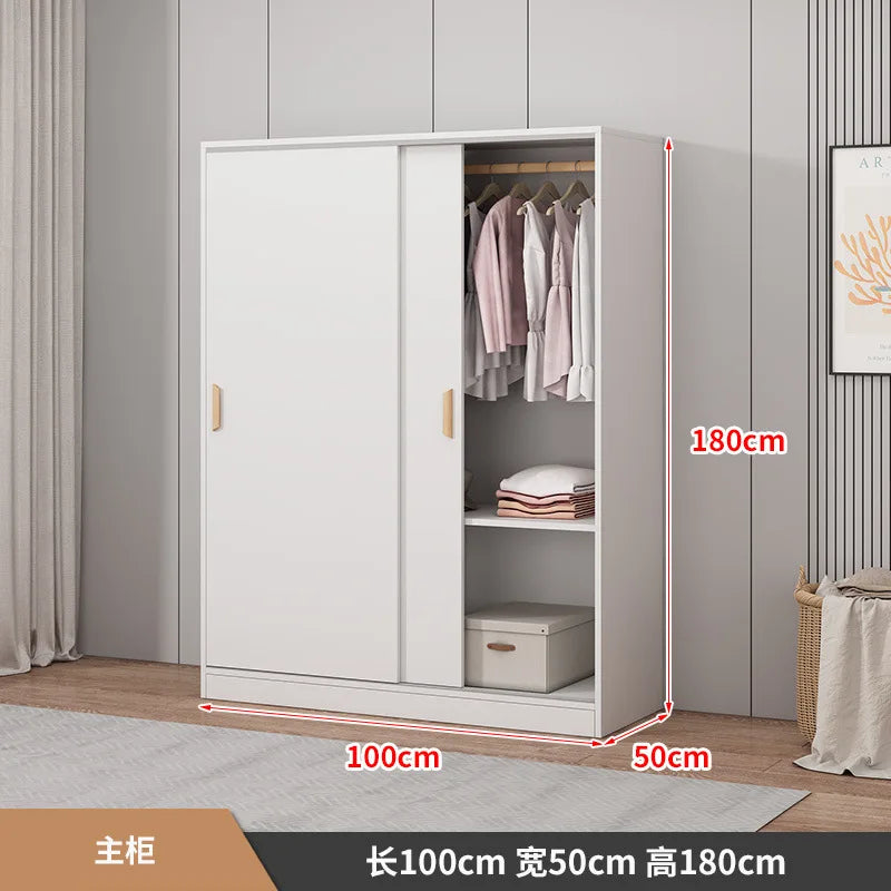 Wardrobe Home Bedroom Simple Assembly Sliding Door Storage Simple Modern Rental Room Children's Wardrobe Combination